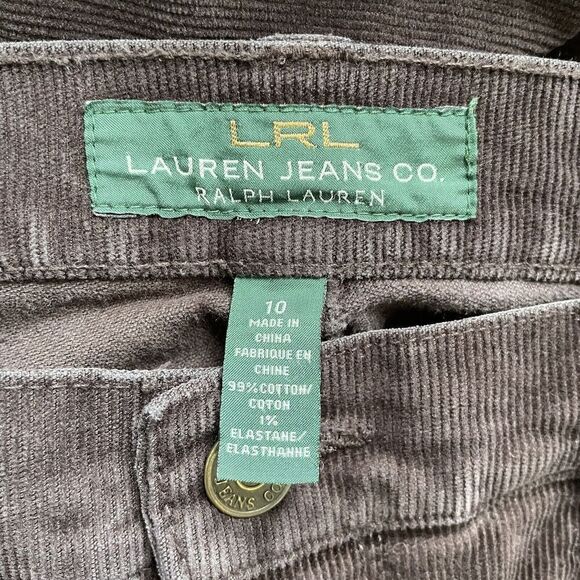 LAUREN Ralph Lauren Pants Womens 10 Brown Straight-Leg Corduroy Zip Pockets LRL - Picture 6 of 8